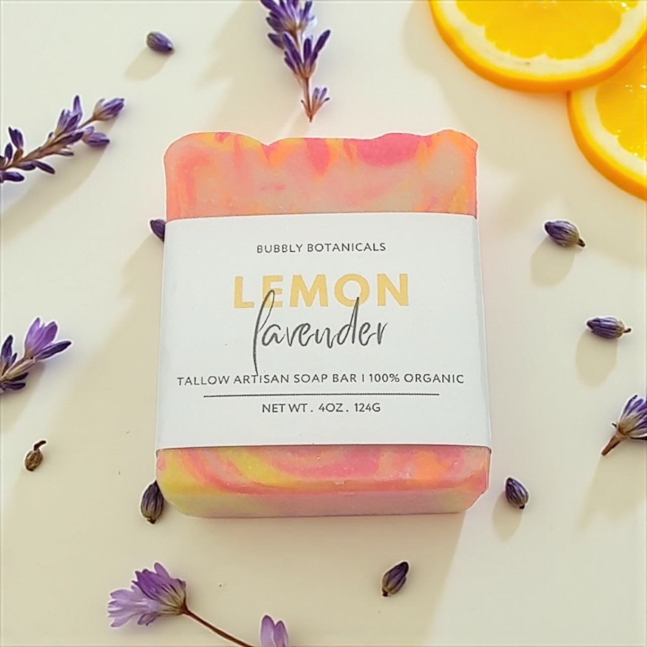 Lemon Lavender Tallow Soap – Natural Handmade Soap Bar with Fresh, Calming Scent