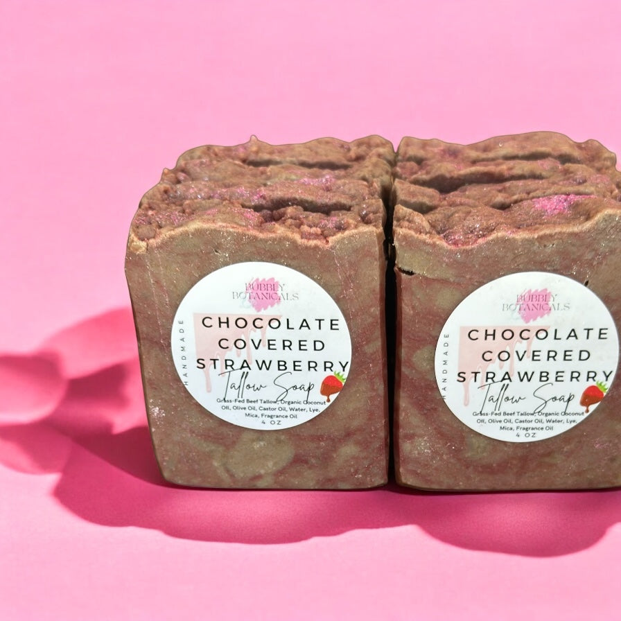 Chocolate Covered Strawberry Tallow & Goat Milk Soap – Natural Handmade Soap Bar with Sweet, Gourmand Scent
