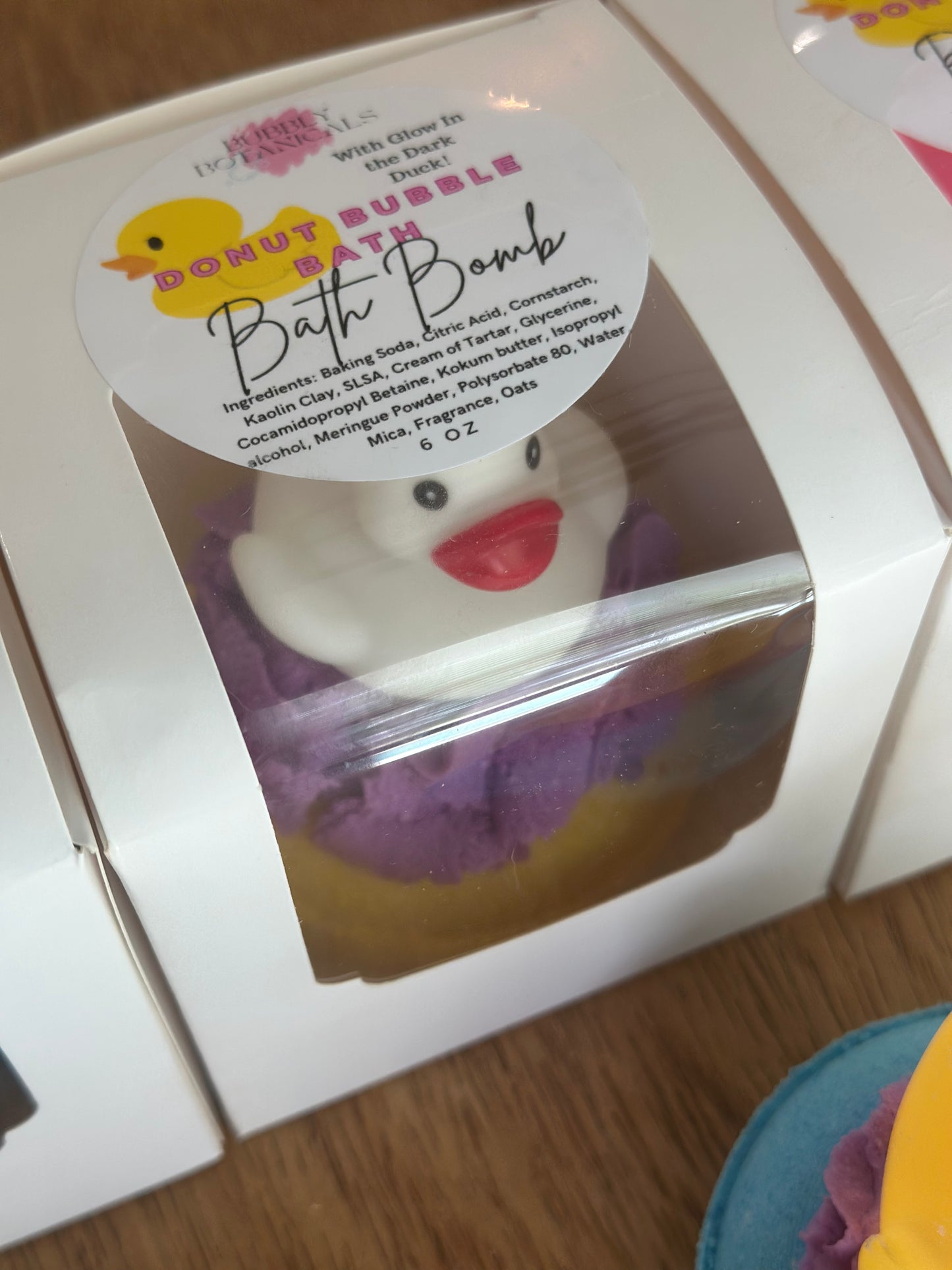 Donut Bubble Bath Bomb with Glow in the Dark Duck