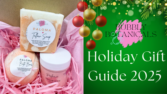 bubbly botanicals holiday gift guide 2025 with paloma tallow gift set