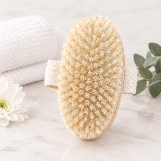 Dry Body Brush - Natural Bristle | Exfoliating Wooden Body Brush