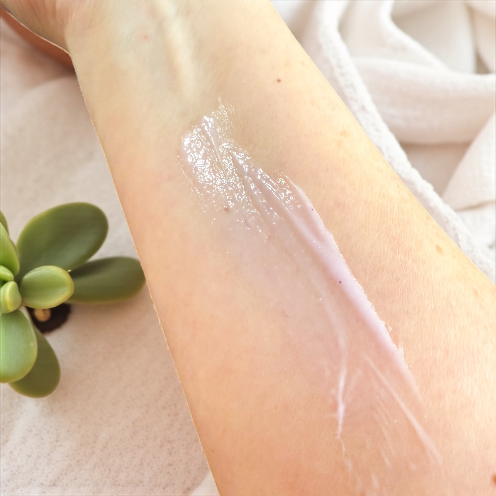 Tallow body lotion smear on arm to determine texturw