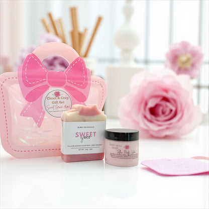 Clean and cozy gift set with Sweet Grace tallow soap and tallow lotion 