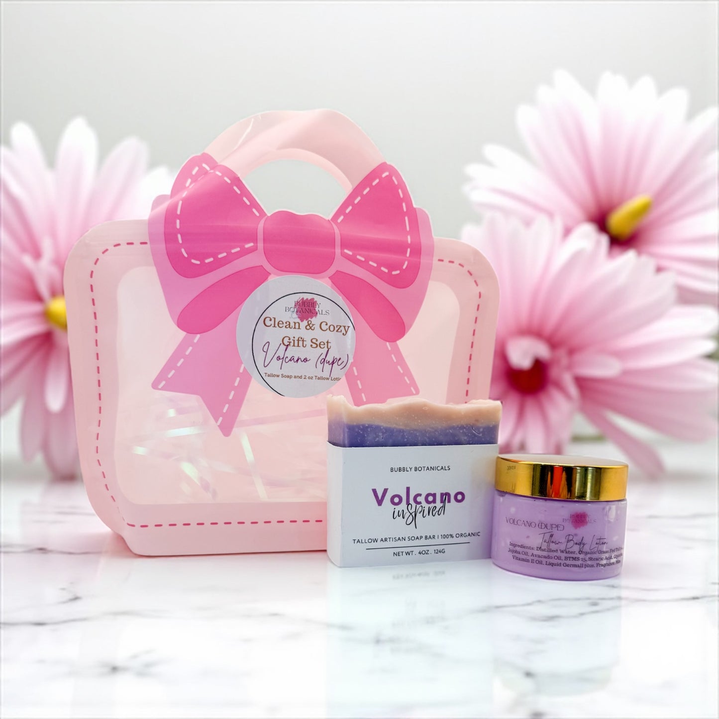 Clean and cozy gift set with Volcano tallow soap and tallow lotion 