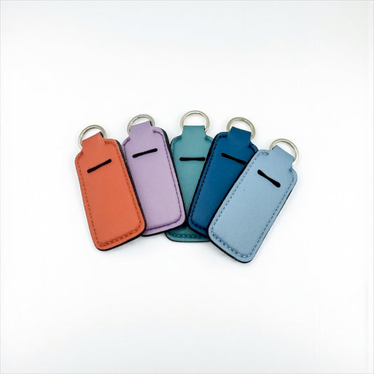 Handmade Leather Lip Balm Holder Keychain – Travel Lip Balm Case with Key Ring (Multiple Colors)