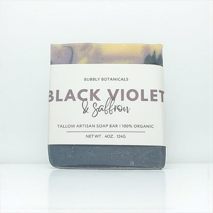 Black Violet & Saffron Tallow Soap – Natural Handmade Soap Bar with Bold, Luxurious Scent