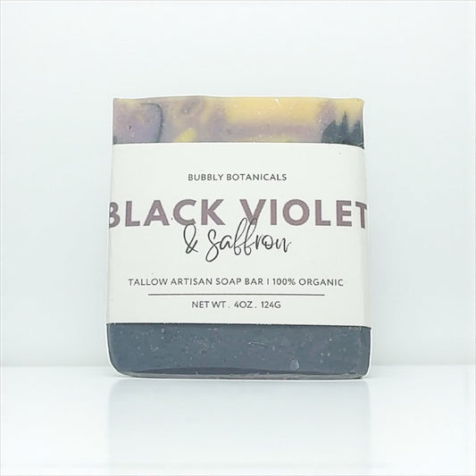 Black Violet & Saffron Tallow Soap – Natural Handmade Soap Bar with Bold, Luxurious Scent