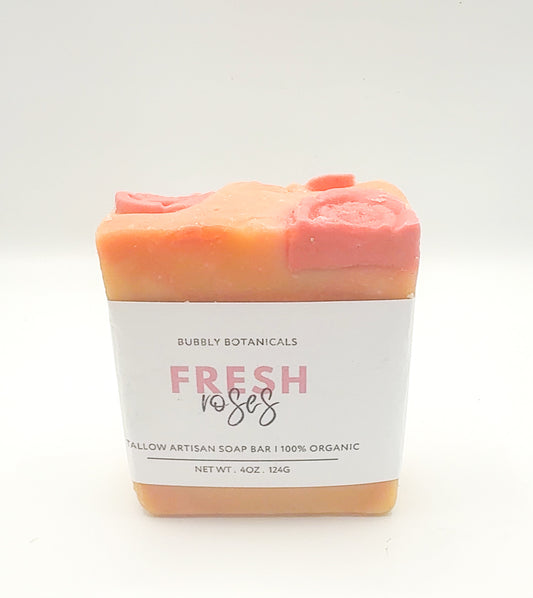 Fresh Roses Tallow Soap – Natural Handmade Soap Bar with Romantic, Floral Scent