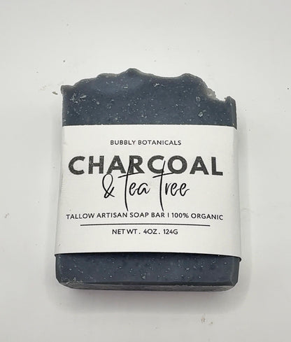 Activated Charcoal & Tea Tree Tallow Soap – Natural Handmade Soap Bar for Clear, Healthy Skin