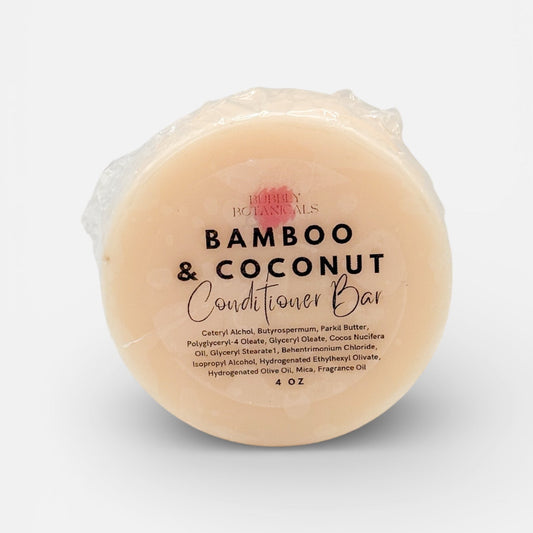 Bamboo & Coconut conditioner bar on a white background