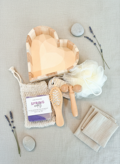 Wooden Heart Spa Gift Set | Soap, Body Brush & Bath Accessories