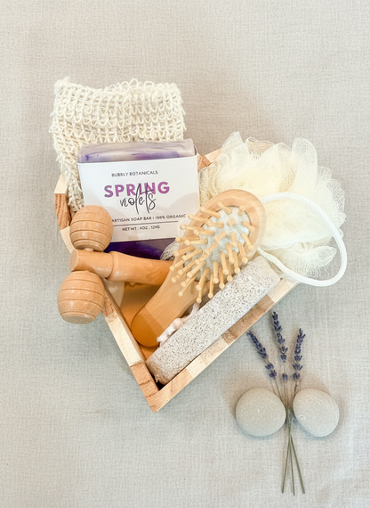 Wooden Heart Spa Gift Set | Soap, Body Brush & Bath Accessories