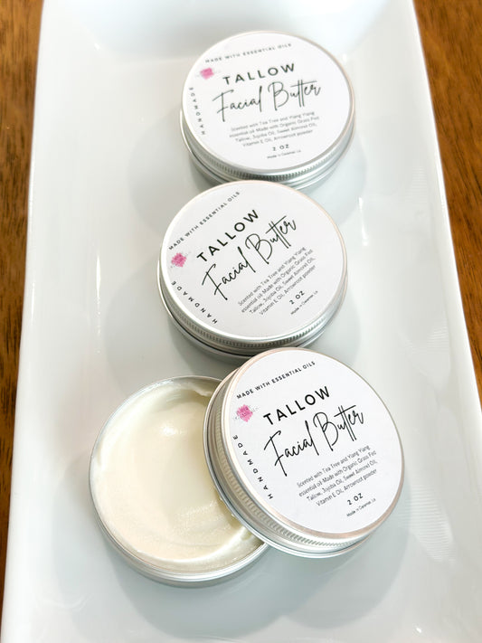 Tallow Facial Butter with Tea Tree and Ylang Ylang – Natural Oil Balancing & Hydrating Moisturizer