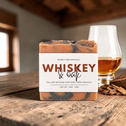 Handmade Tallow Soap - Whiskey & Oak | Rugged Warm Scent