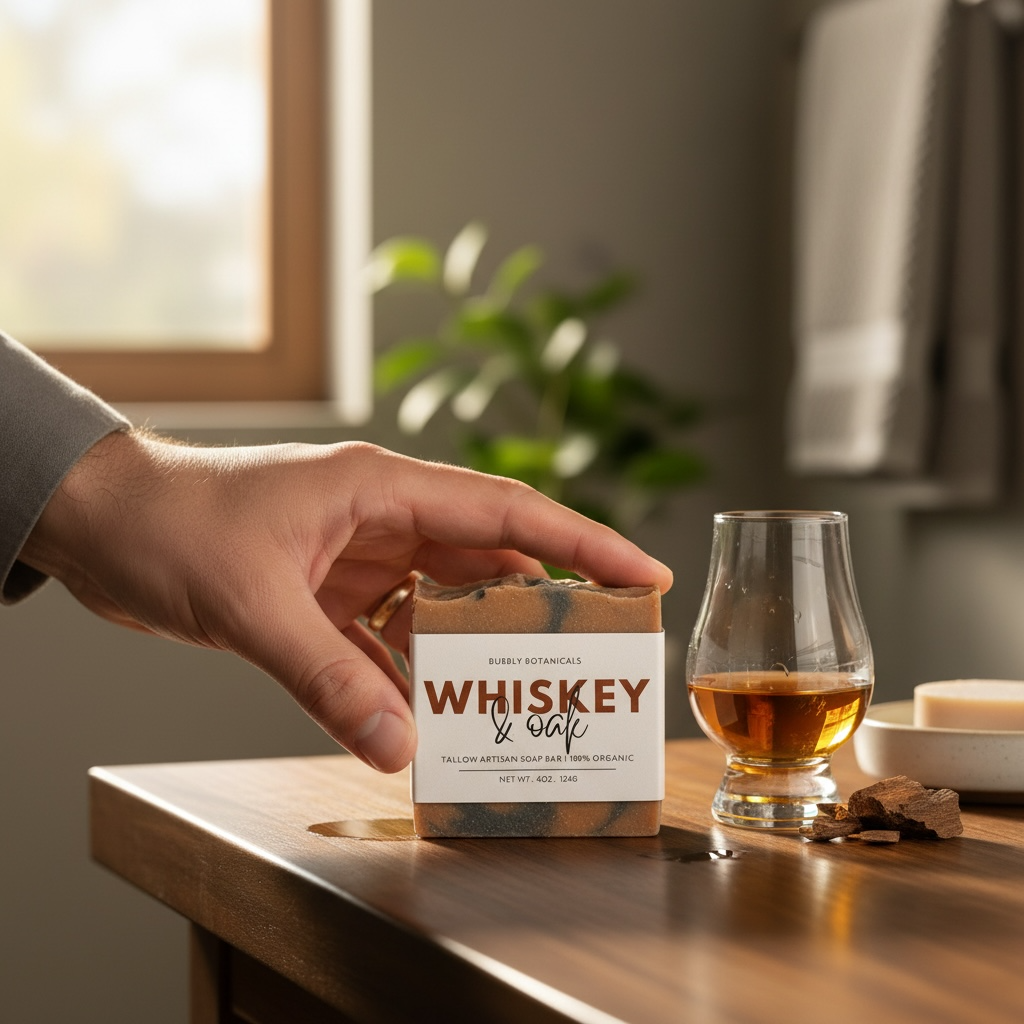 Handmade Tallow Soap - Whiskey & Oak | Rugged Warm Scent