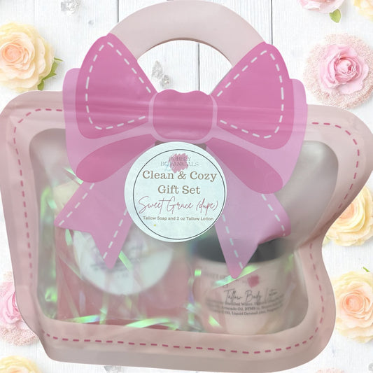Clean and Cozy Tallow Gift Set – Natural Soap and Lotion Bundle