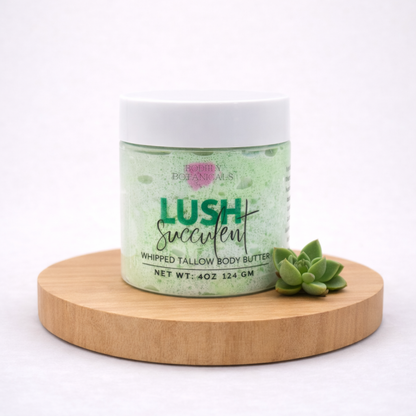 Lush Succulent tallow body butter jar with fresh green cucumber scent for dry skin
