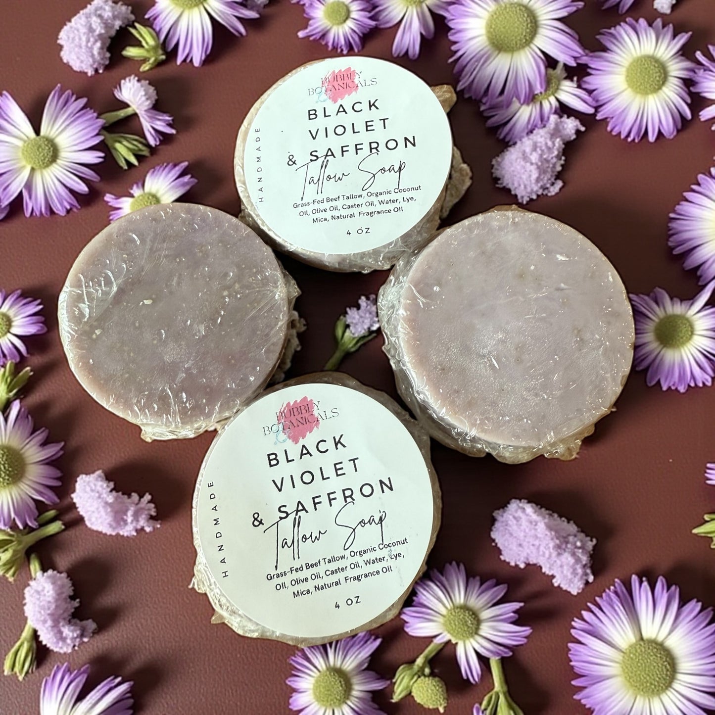 black violet and saffron mini tallow soap