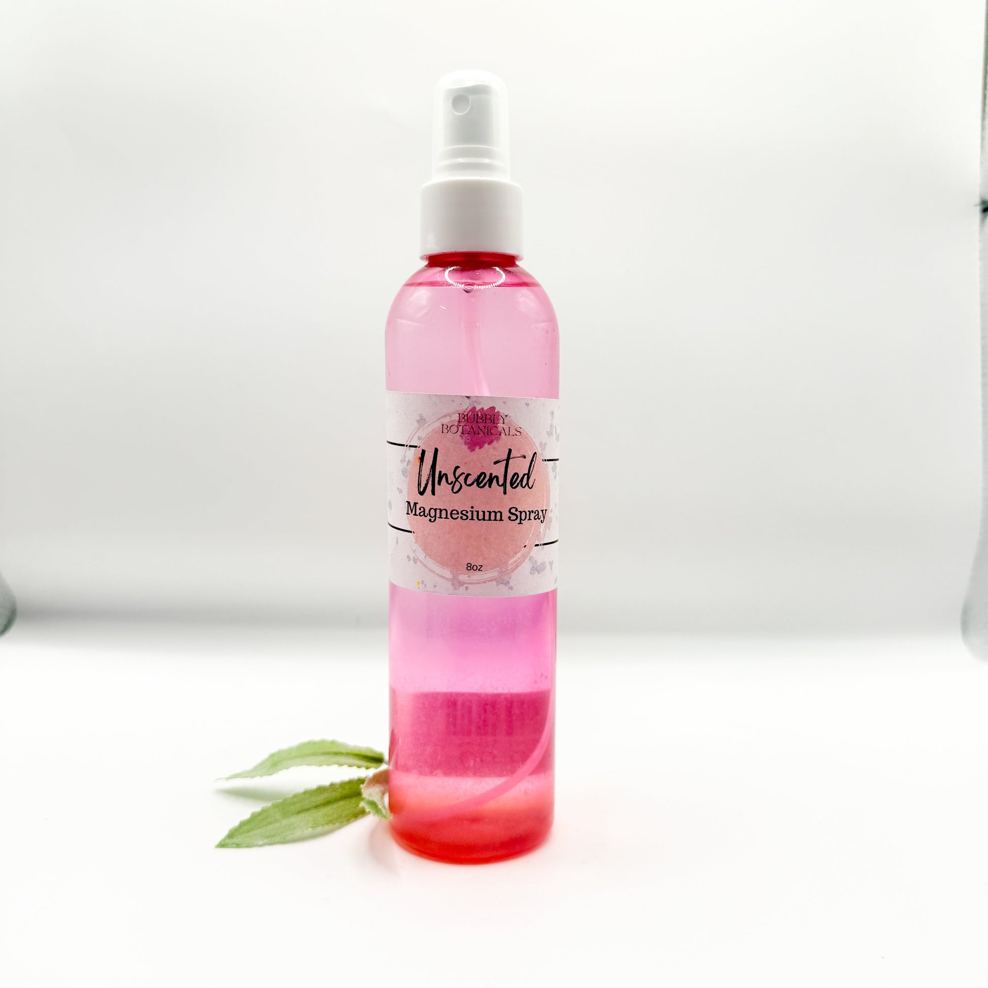 Bottle of magnesium spray with a gradient label on a white background