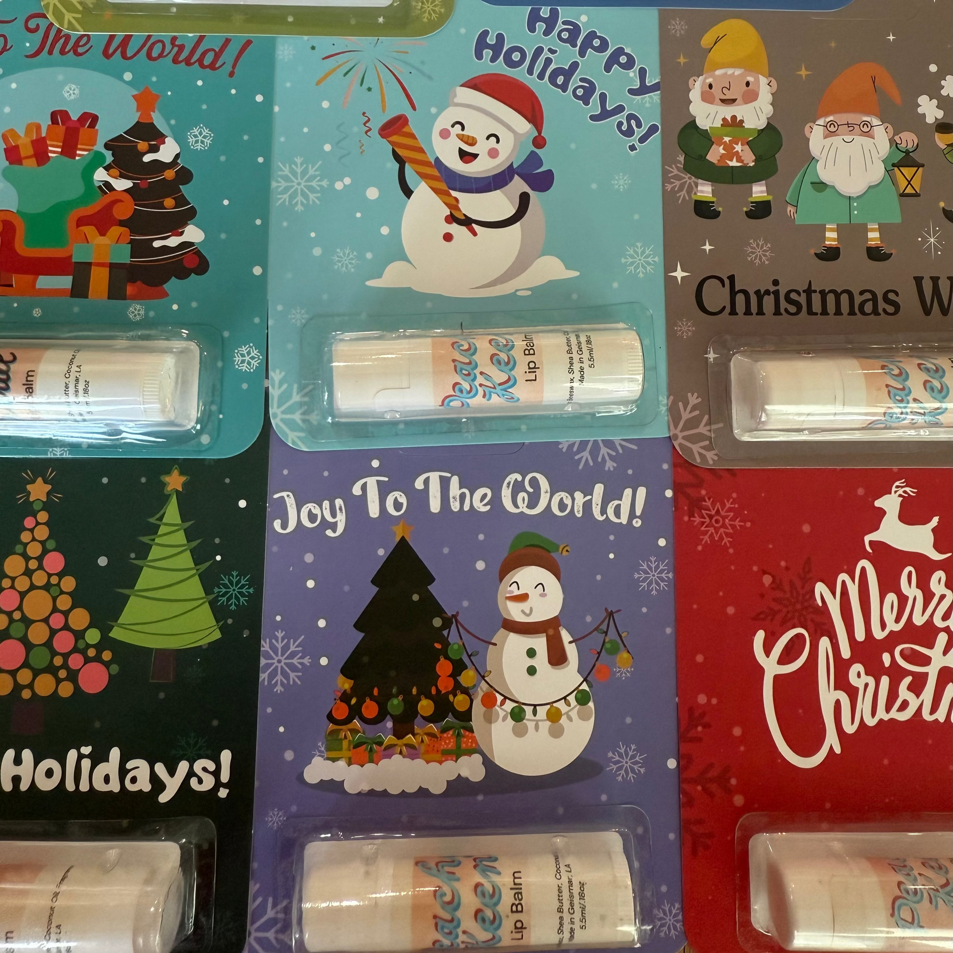 Assorted Christmas shea butter and beeswax lip balms