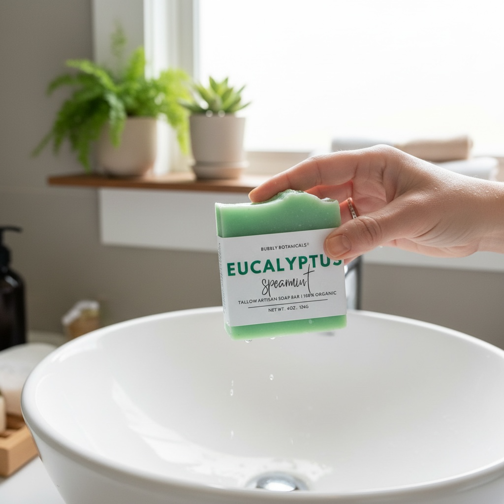 Eucalyptus Spearmint tallow soap by Bubbly Botanicals