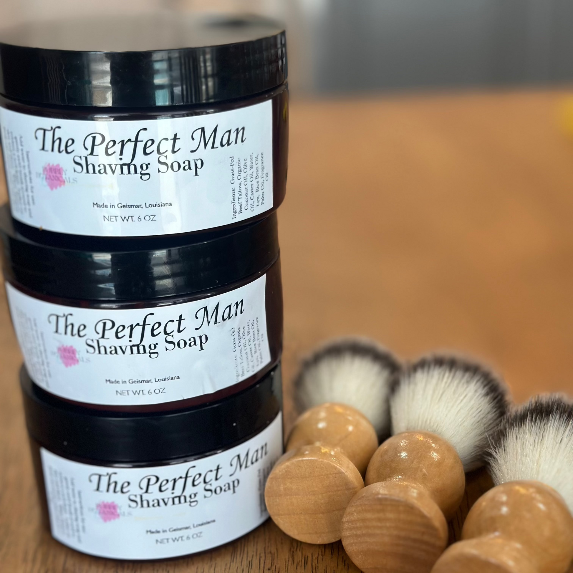 Men's tallow shaving soap with brush by Bubbly Botanicals