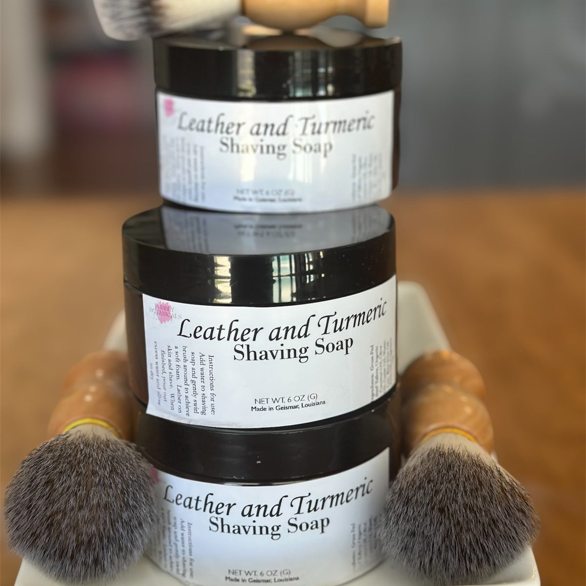 Men's tallow shaving soap with brush by Bubbly Botanicals