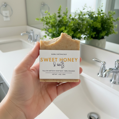 Sweet Honey & Oats tallow soap by Bubbly Botanicals