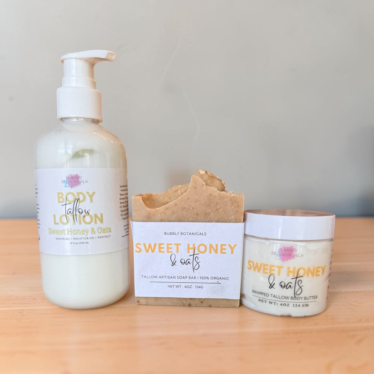 Sweet Honey & Oats tallow soap by Bubbly Botanicals